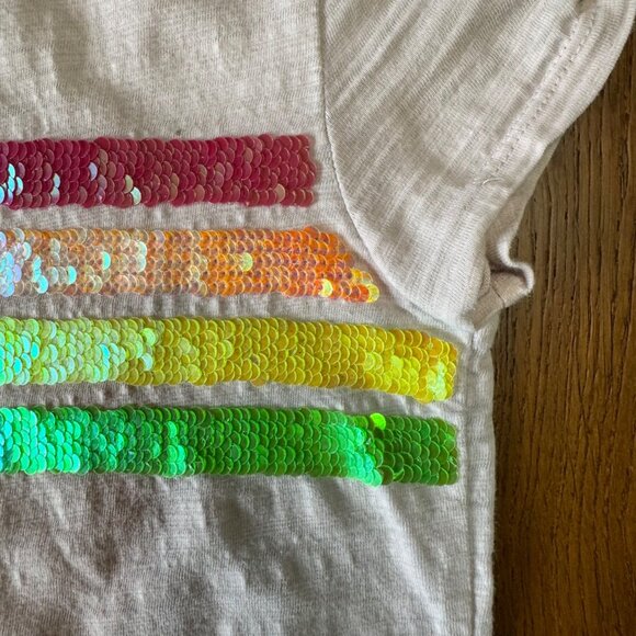 MINI BODEN Girls Sequin Tee 6-7 122cm Rainbow Flip Sequins T-Shirt Colorful Top - Picture 3 of 5